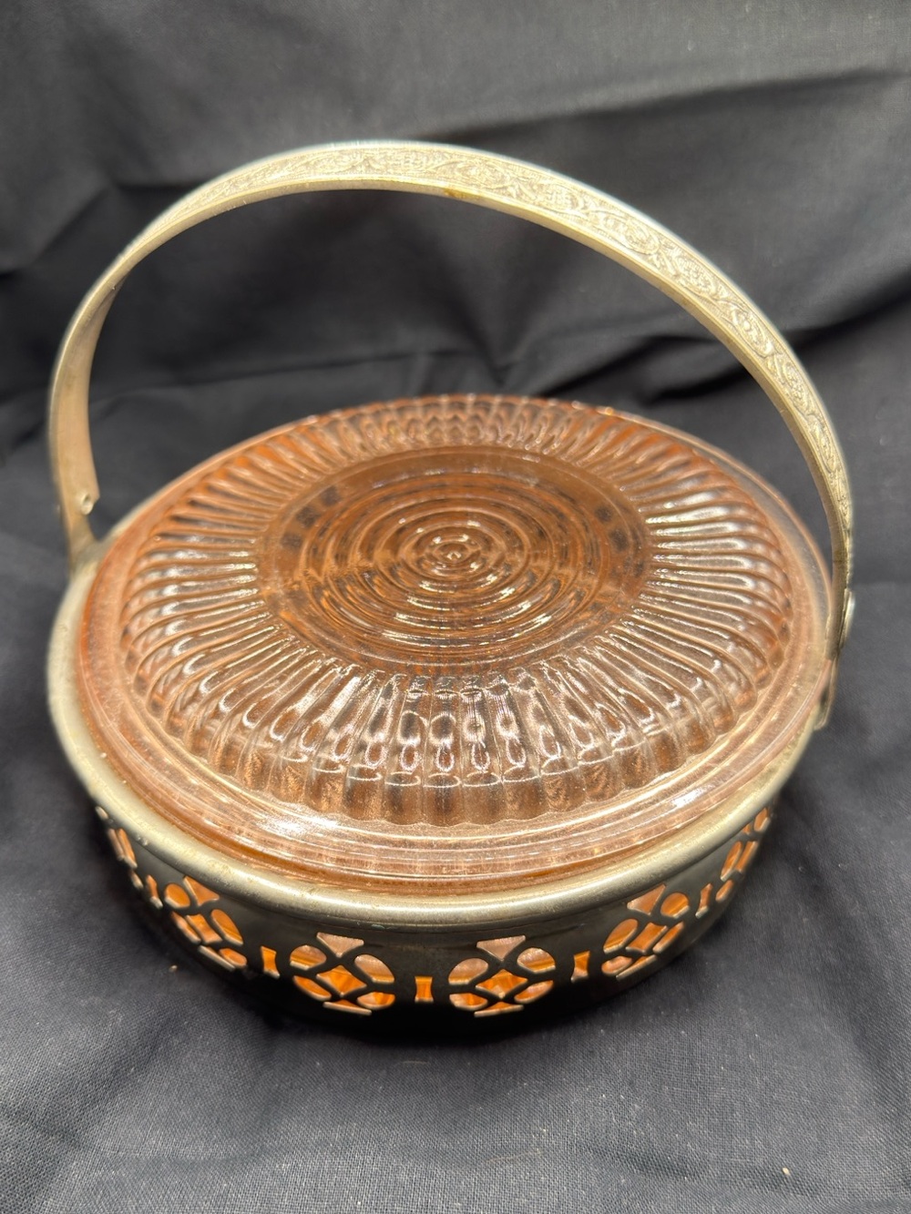 *GLOWS* RARE Vintage Undivided Pink Depression Glass Lidded Dish